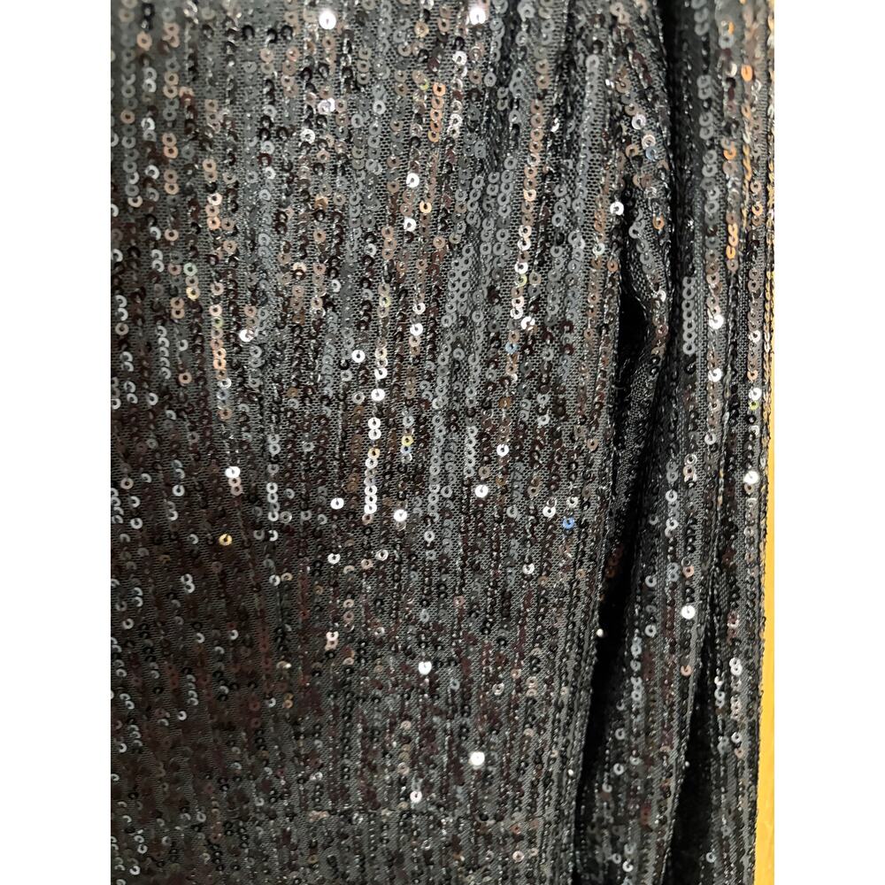 Nanette Lepore Black Sequin Dress Long Sleeve V back Cocktail Party Size 12 NWT - Picture 6 of 8